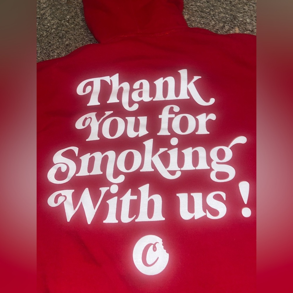thank you for smoking with us red cookies hoodie